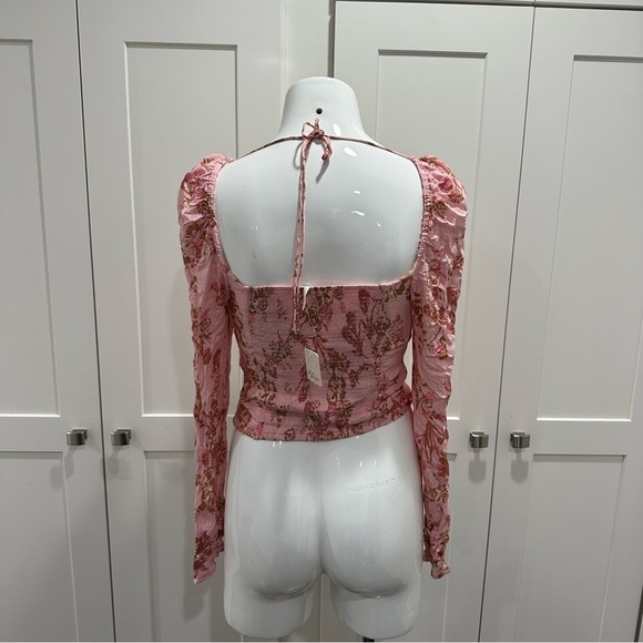 Free People Hilary Printed Top in Pink Combo Size Small - Picture 7 of 9